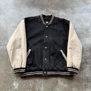 Vintage 90's black denim northwest territory bomber varsity jacket